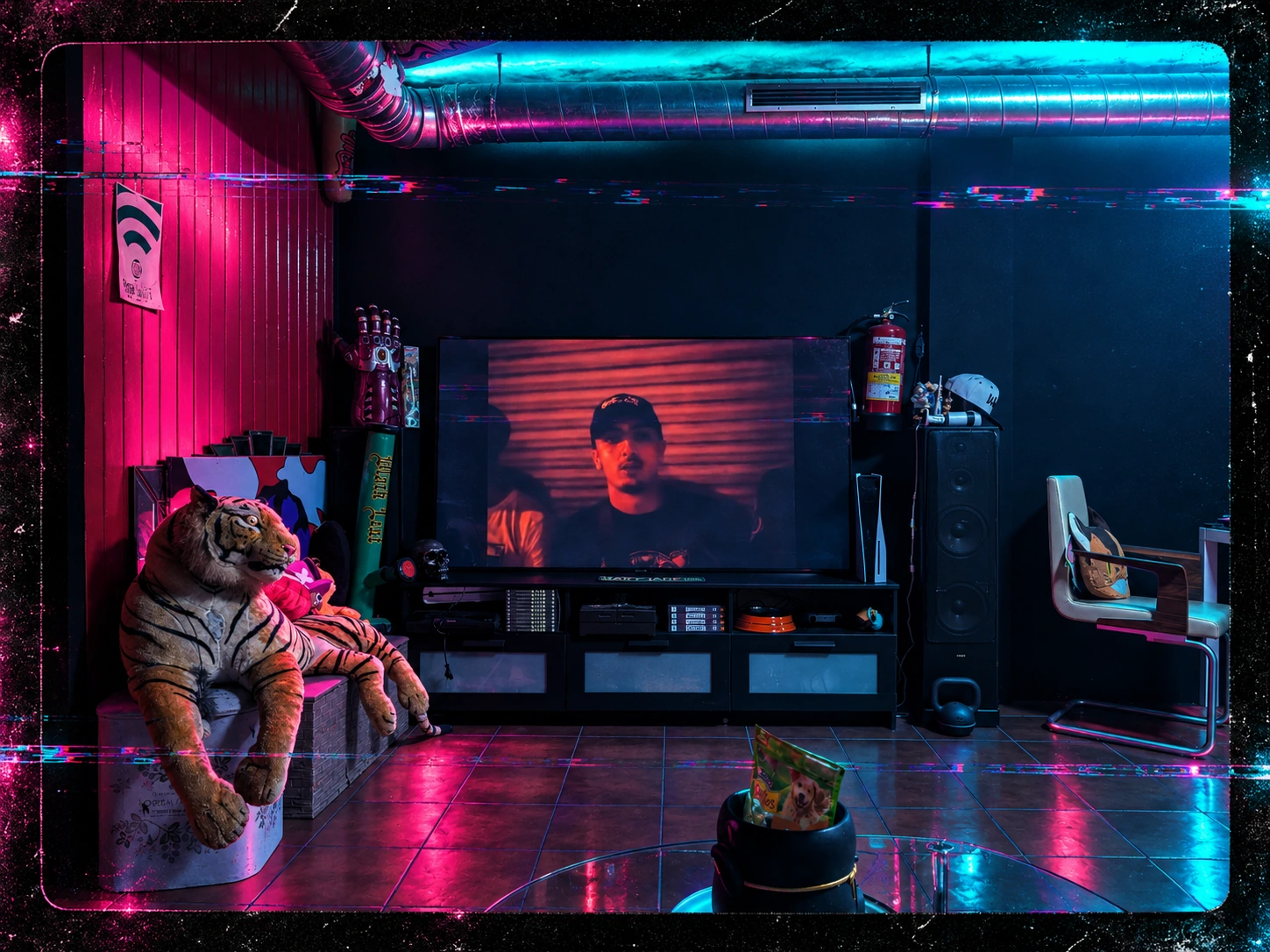 Creative film treatment of the club’s TV and games area